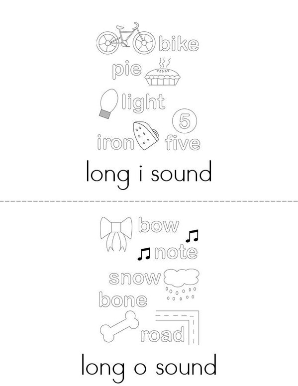 Color the Long Vowels Mini Book - Sheet 2