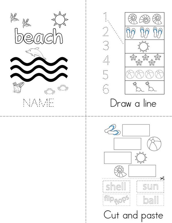 At the beach  Mini Book - Sheet 1