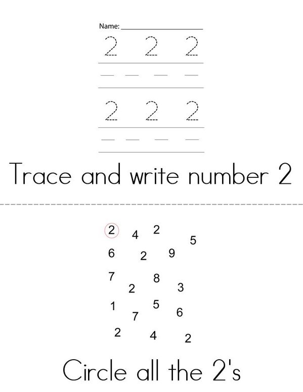 Number 2 Mini Book - Sheet 1