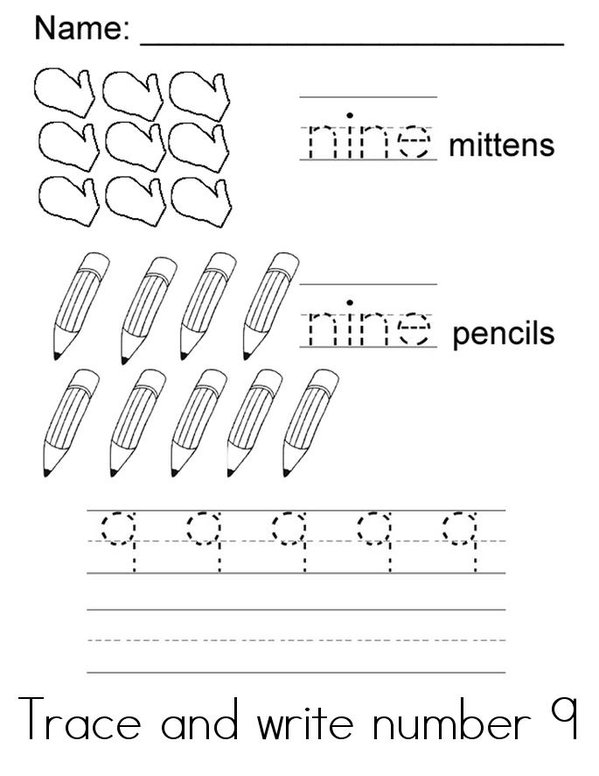 Number 9  Mini Book - Sheet 1