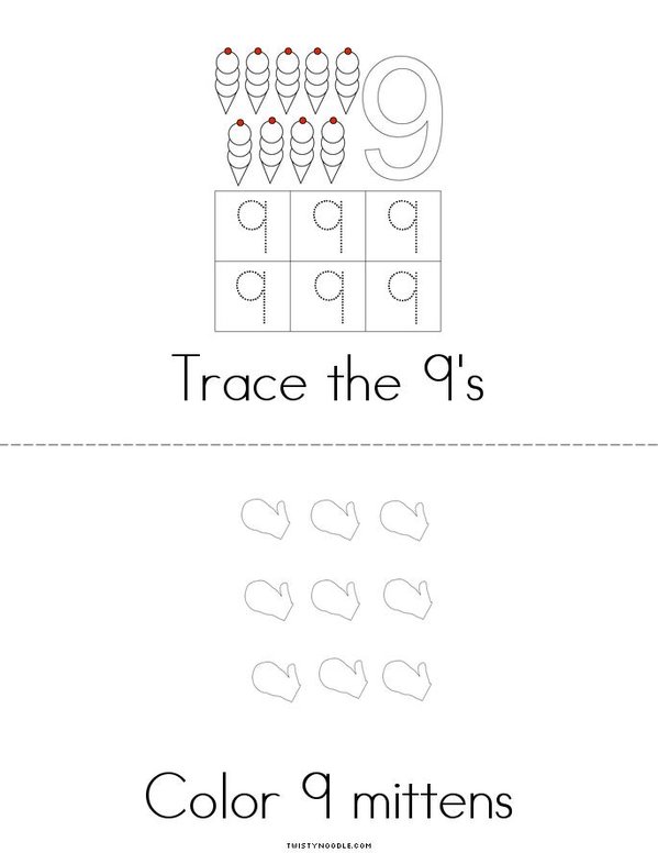 Number 9  Mini Book - Sheet 2