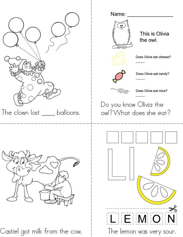 Letters ou/ow Dipthong Book Mini Book - Sheet 2