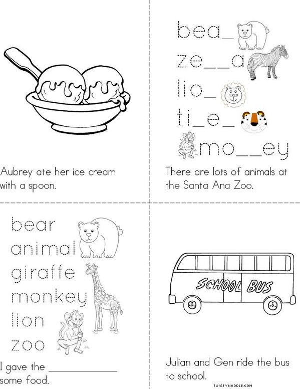 Letters long oo Dipthong Book Mini Book - Sheet 2