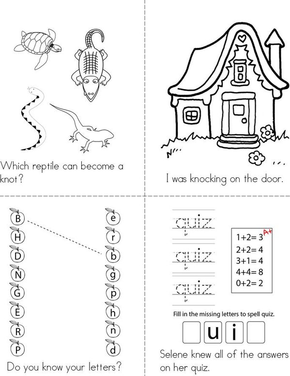 Silent Letter kn- Book Mini Book - Sheet 1