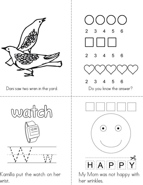 Silent letters wr- Book Mini Book - Sheet 1