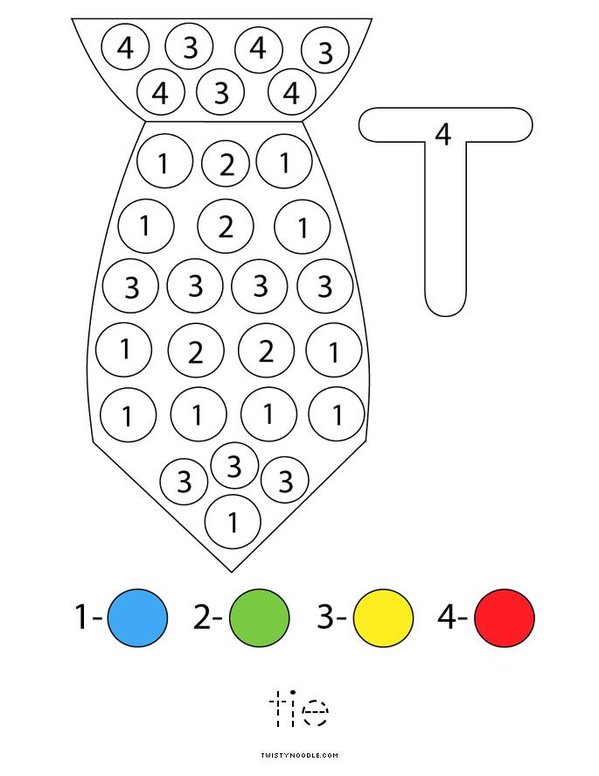 Color by Number Letter T Mini Book - Sheet 4