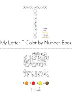 Color by Number Letter T Book