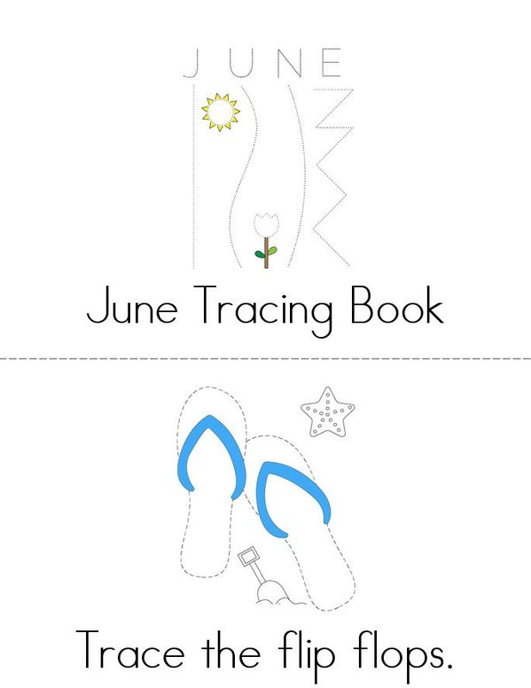 June Tracing Book Mini Book - Sheet 1