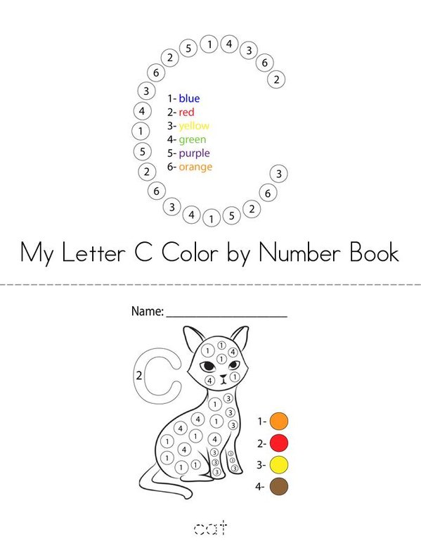 Color by Number Letter C Mini Book - Sheet 1