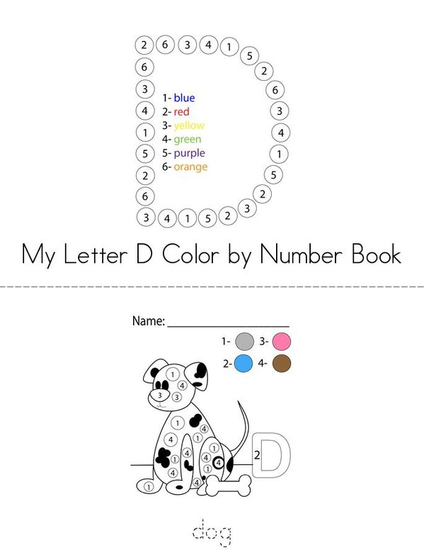 Color by Number Letter D Mini Book - Sheet 1