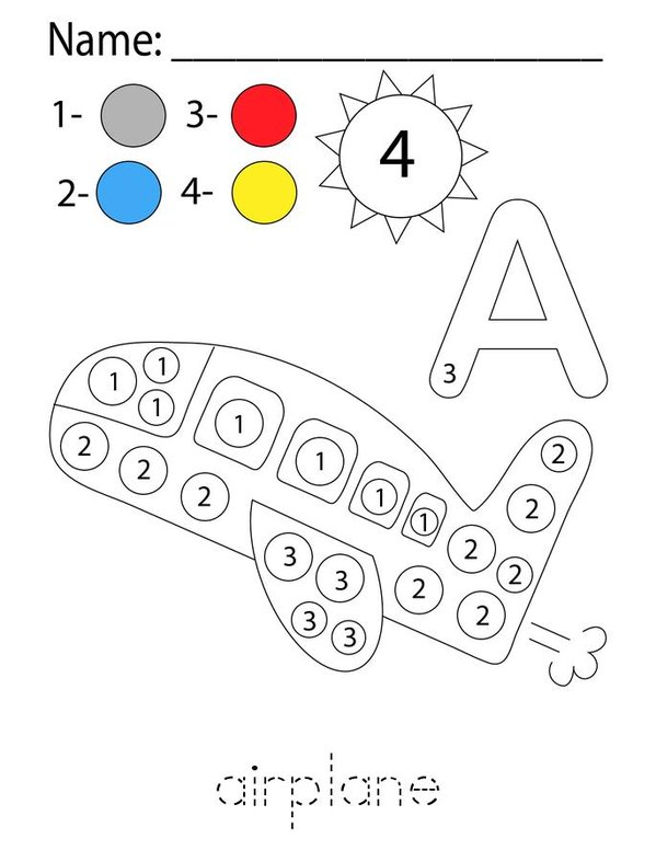 Color by Number Letter A Mini Book - Sheet 2