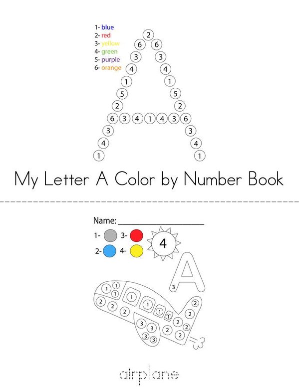 Color by Number Letter A Mini Book - Sheet 1