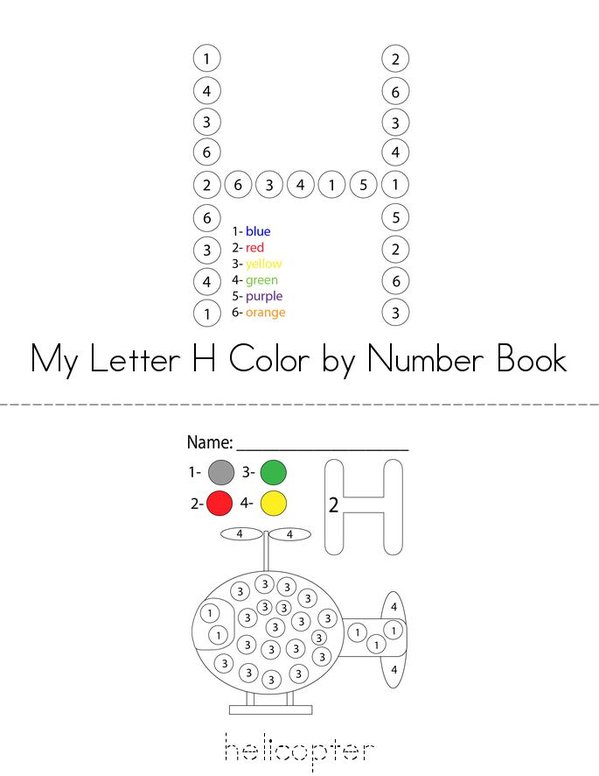 Color by Number Letter H Mini Book - Sheet 1