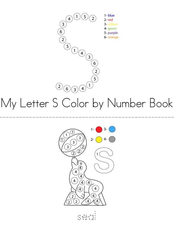 Color by Number Letter S Mini Book - Sheet 1