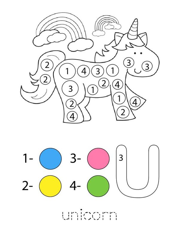 Color by Number Letter U Mini Book - Sheet 2