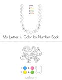 Color by Number Letter U Book