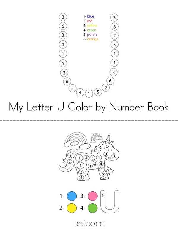Color by Number Letter U Mini Book - Sheet 1