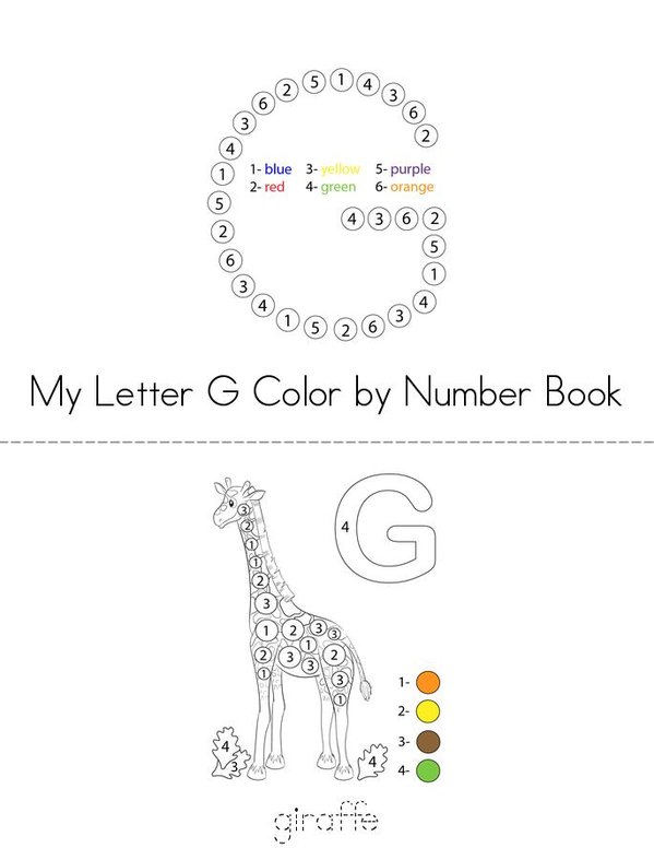 Color by Number Letter G Mini Book - Sheet 1