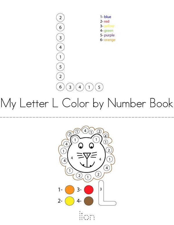 Color by Number Letter L Mini Book - Sheet 1