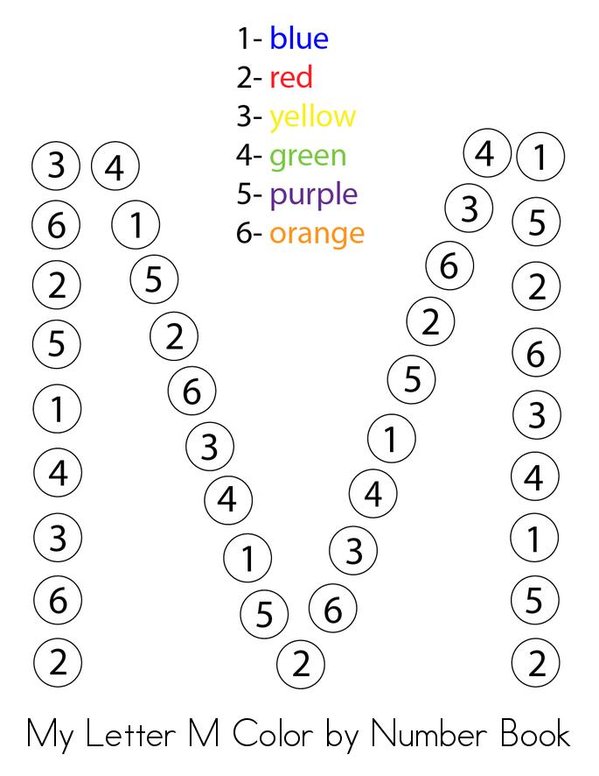 Color by Number Letter M Mini Book - Sheet 1