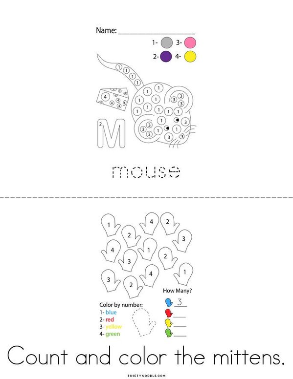 Color by Number Letter M Mini Book - Sheet 2