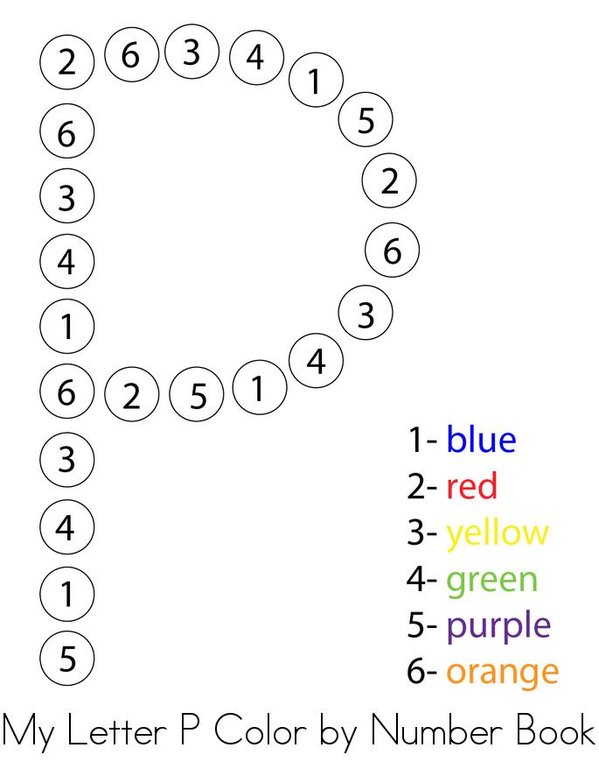 Color by Number Letter P Mini Book - Sheet 1