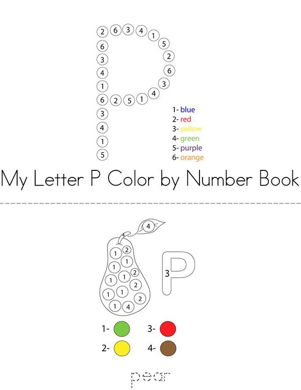 Color by Number Letter P Mini Book - Sheet 1