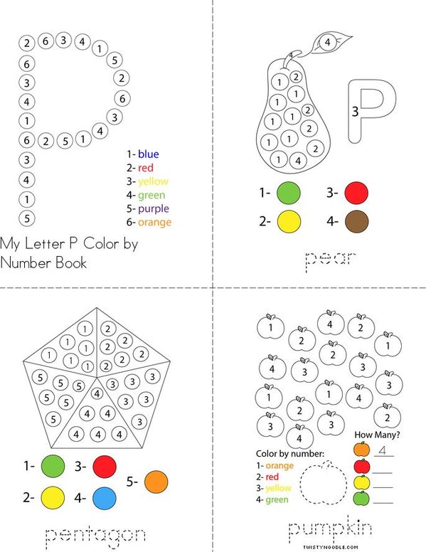 Color by Number Letter P Mini Book