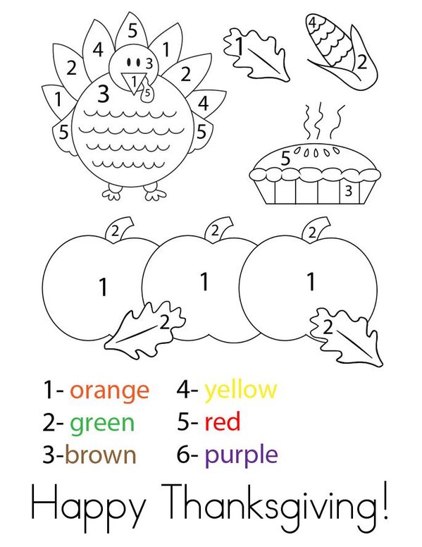 Thanksgiving Color by Number Mini Book - Sheet 1