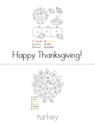 Thanksgiving Color by Number Book