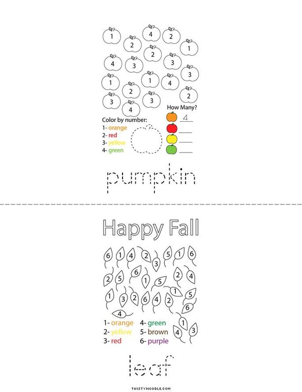 Thanksgiving Color by Number Mini Book - Sheet 2