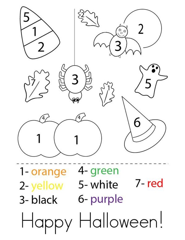 Halloween Color by Number Mini Book - Sheet 1