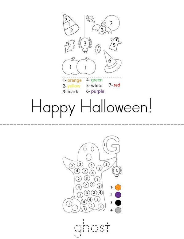 Halloween Color by Number Mini Book - Sheet 1