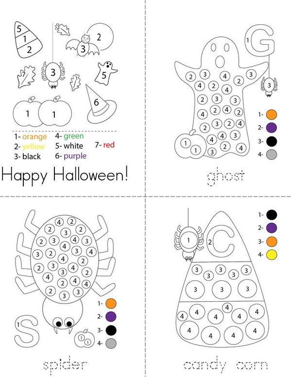 Halloween Color by Number Mini Book - Sheet 1