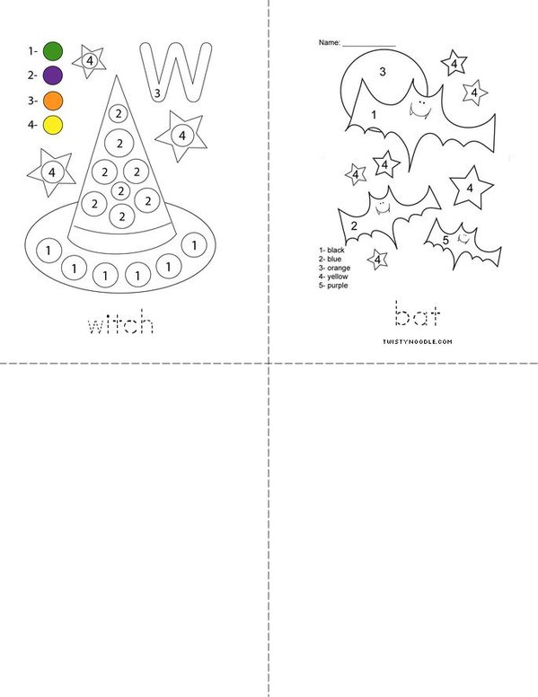 Halloween Color by Number Mini Book - Sheet 2