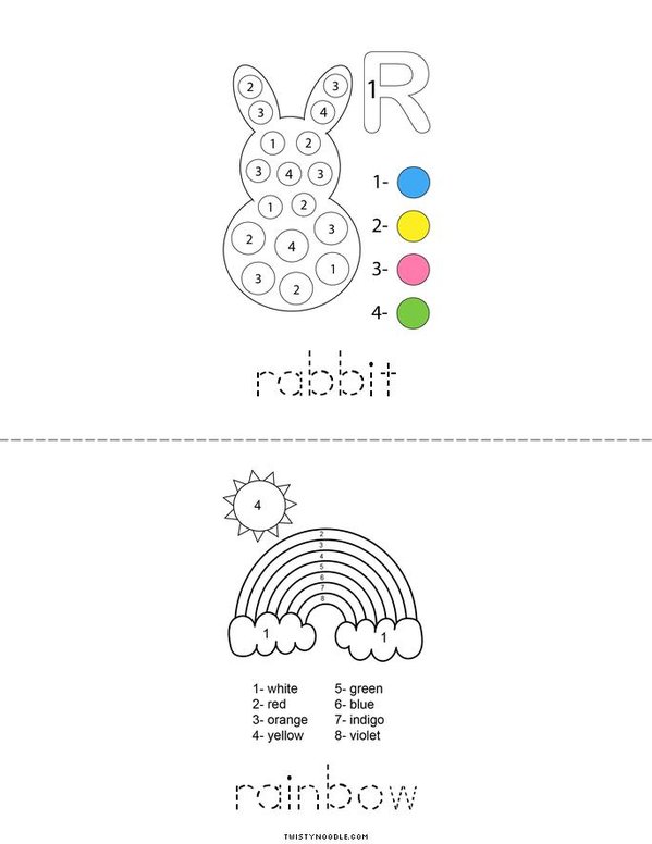 My Letter R Color by Number Mini Book - Sheet 2