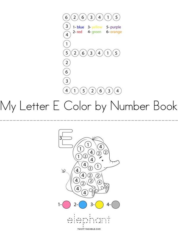 My Letter E Color by Number Mini Book