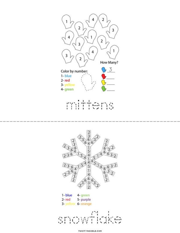 Winter Color by Number Mini Book - Sheet 2