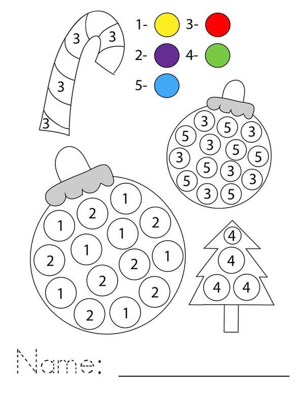 Christmas Color by Number Mini Book - Sheet 1