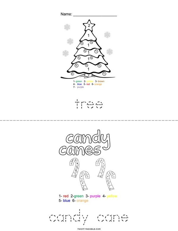 Christmas Color by Number Mini Book - Sheet 2