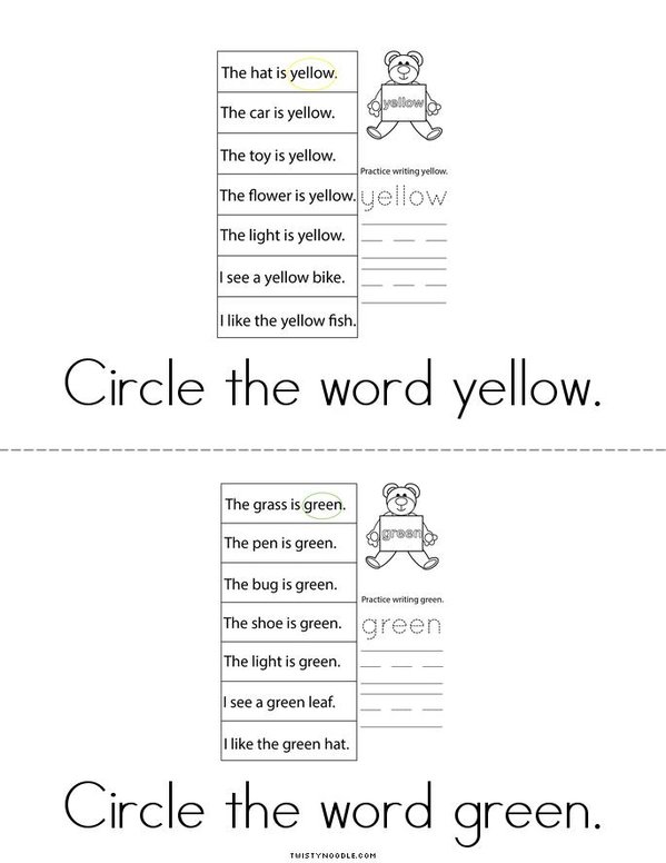 I can circle color words! Mini Book - Sheet 2