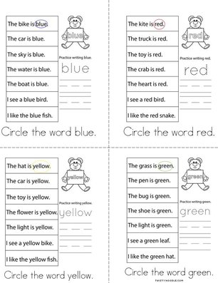 I can circle color words! Book