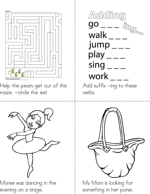 My -ing Book 1 Mini Book - Sheet 1