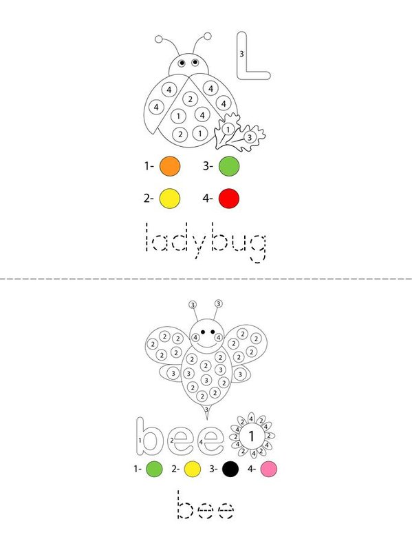 Color by Number Bugs Mini Book - Sheet 1