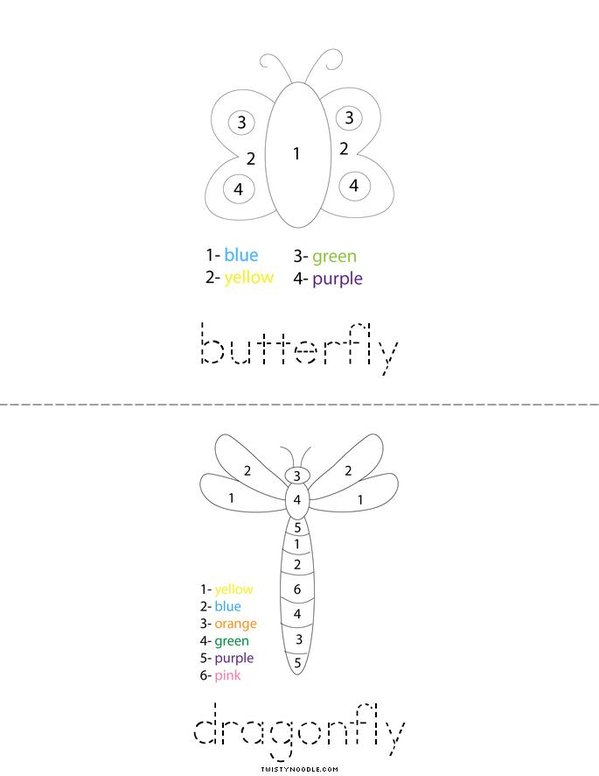Color by Number Bugs Mini Book - Sheet 2