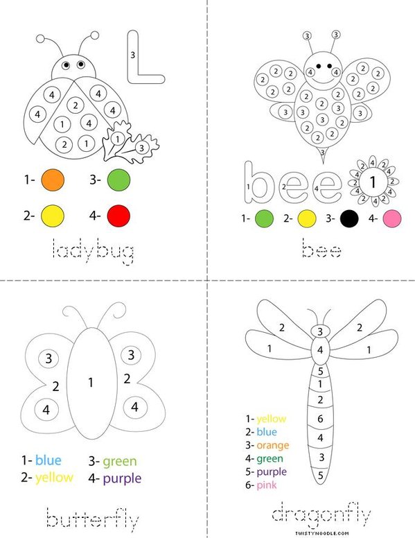 Color by Number Bugs Mini Book