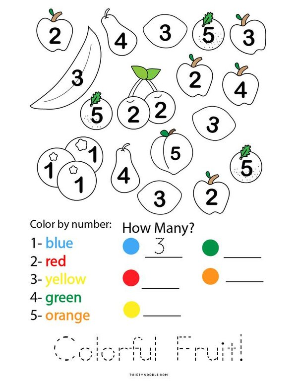 Color by Number Fruit Mini Book - Sheet 4