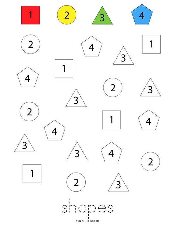 Color by Number Shapes Mini Book - Sheet 4