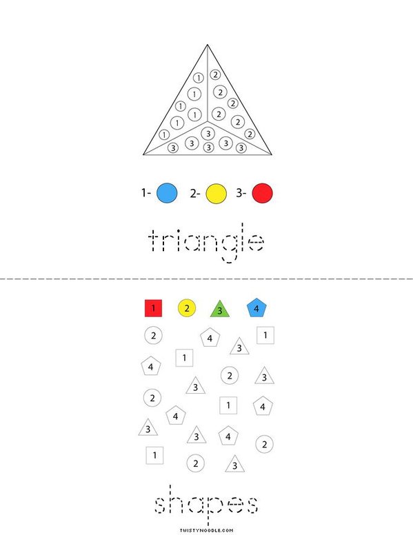 Color by Number Shapes Mini Book - Sheet 2