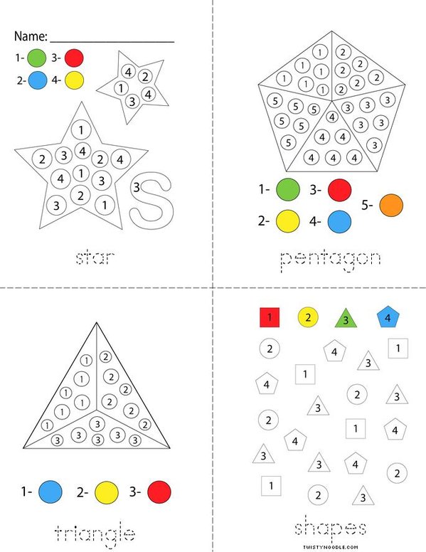 Color by Number Shapes Mini Book